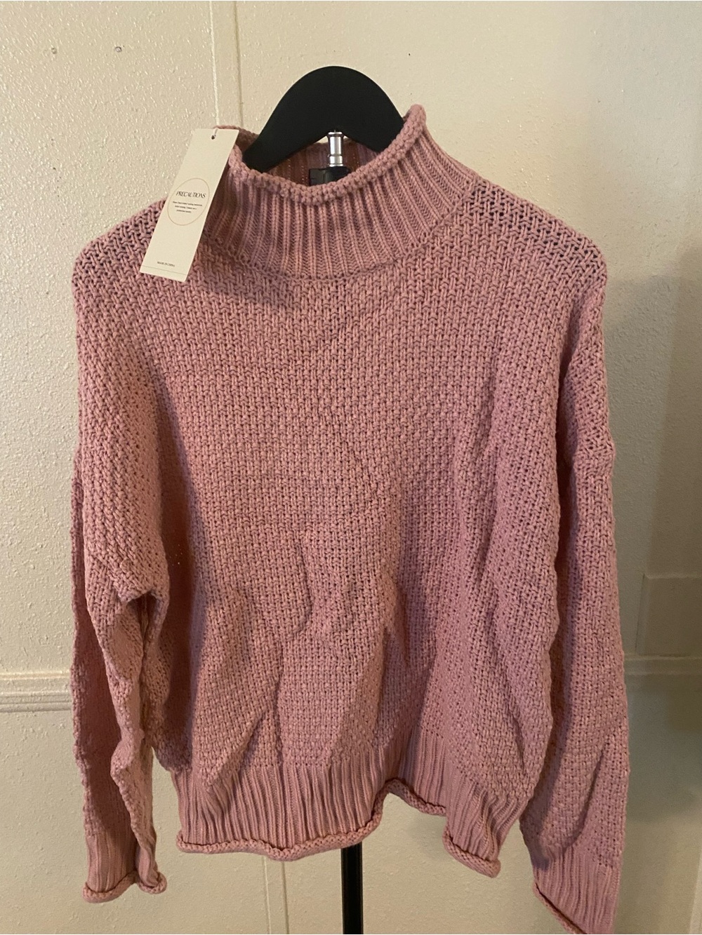 Cozy Mock Neck Sweater in Dusty Rose